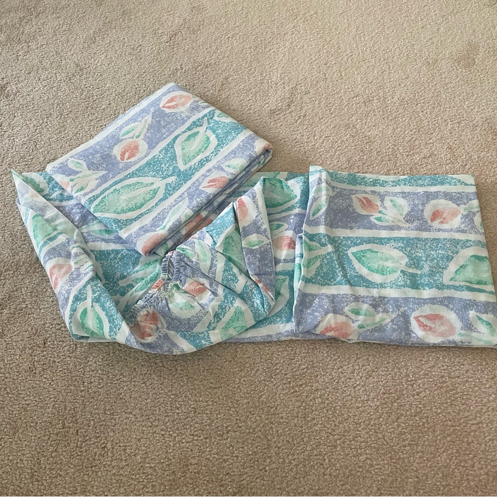 Westpoint Stevens queen size Green and Blue Geometric Sheets Bedding